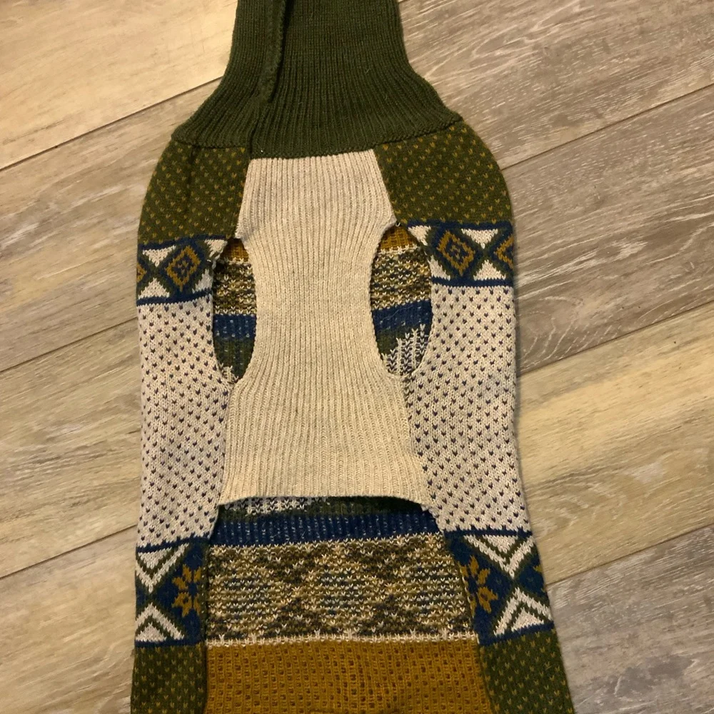 Eddie Bauer Green Bird Pattern Knit Pet Sweater - Size L